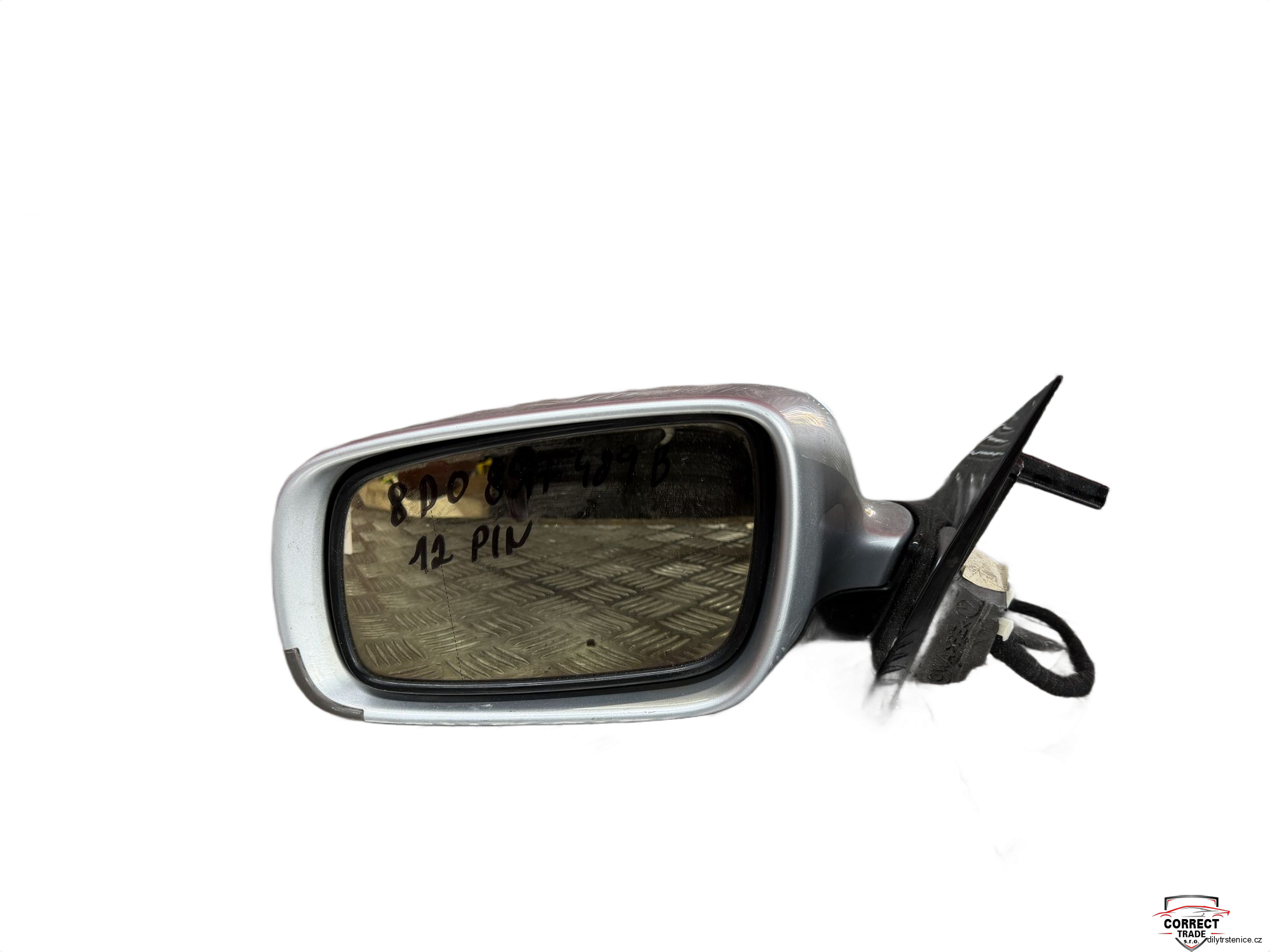 Levé zpětné zrcátko Vw Phaeton 12 pin 3D0857489B - stříbrná 