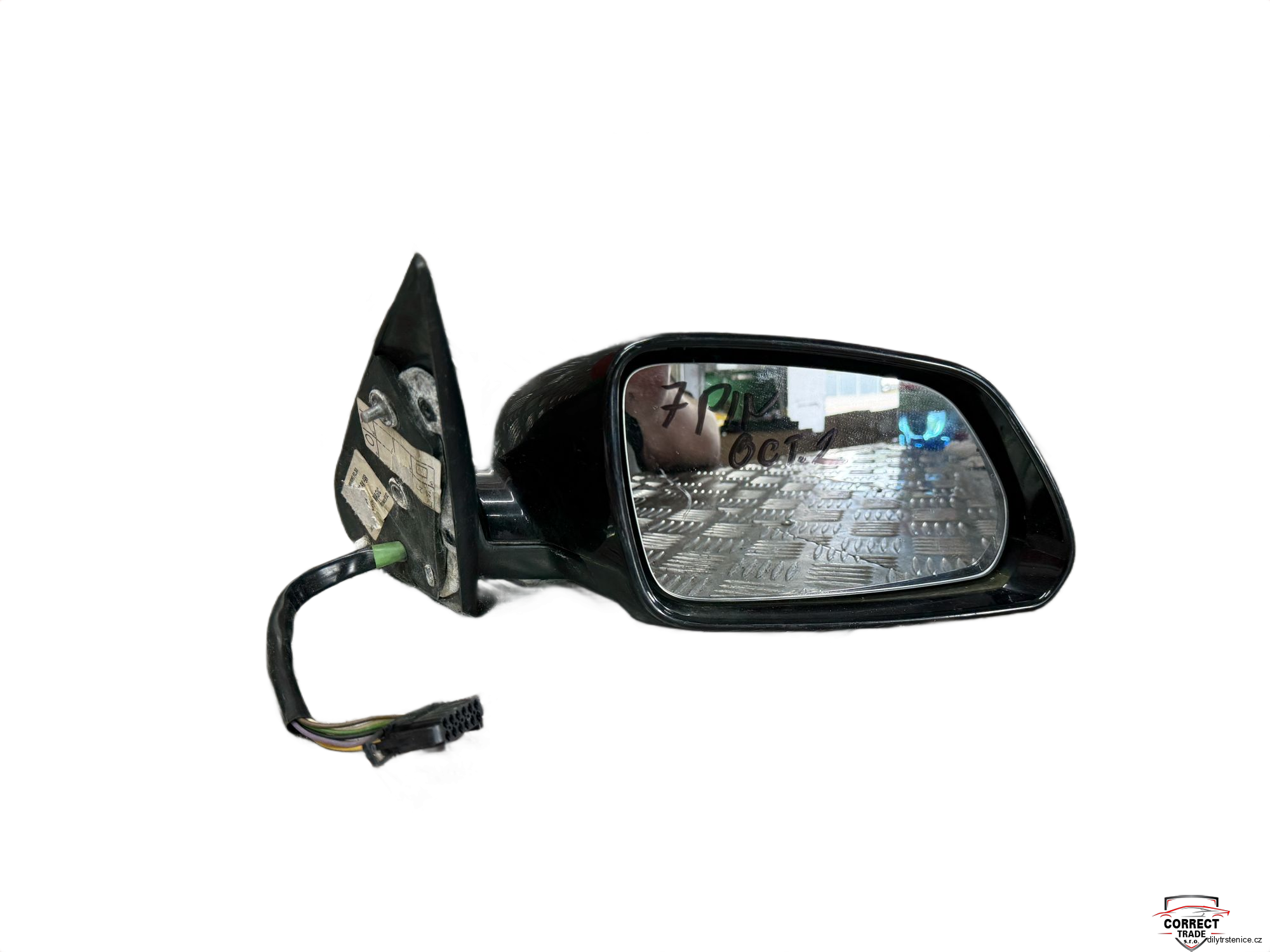 Pravé zpětné zrcátko Škoda Octavia 2 před. facelift 7 pin - černé 1Z1857502BM