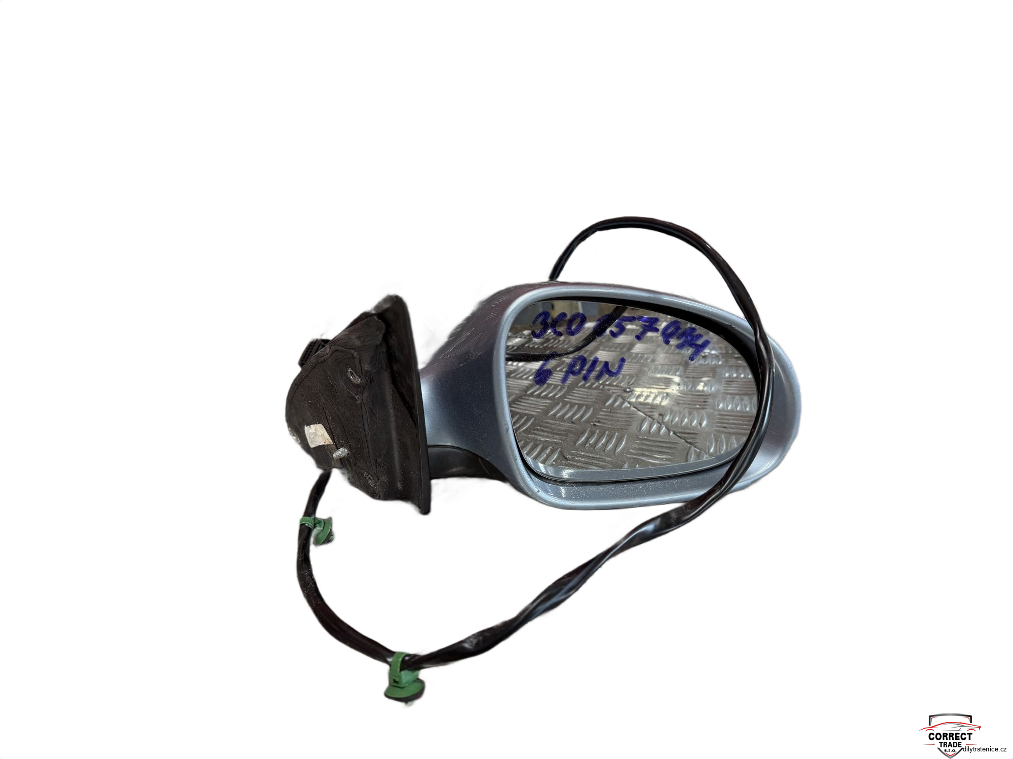 Pravé zpětné zrcátko Vw Passat B6 3C0857934 6 pin světle modré 