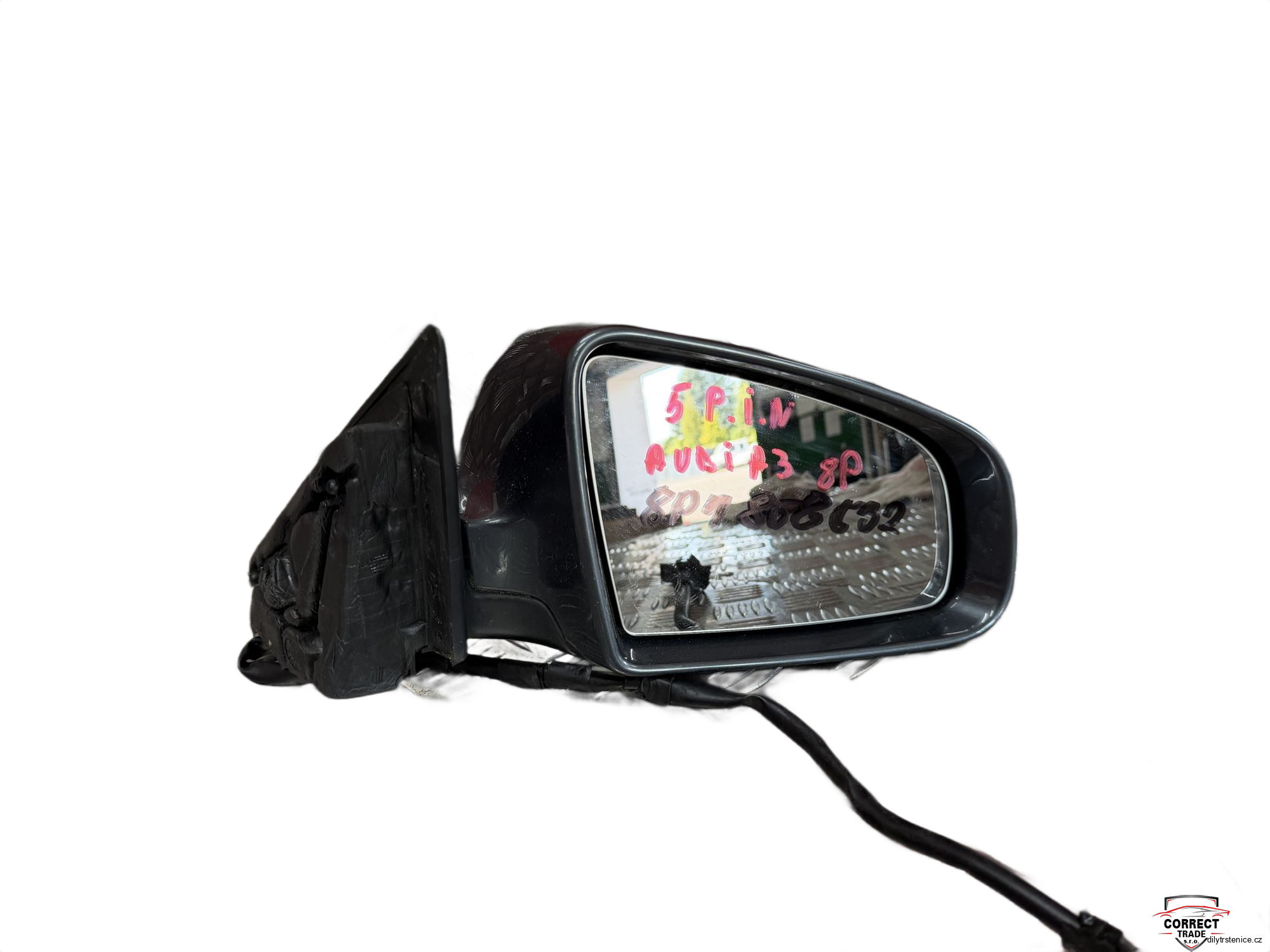 Pravé zpětné zrcátko Audi A3 8P 8P1858532 5 pin - šedé 