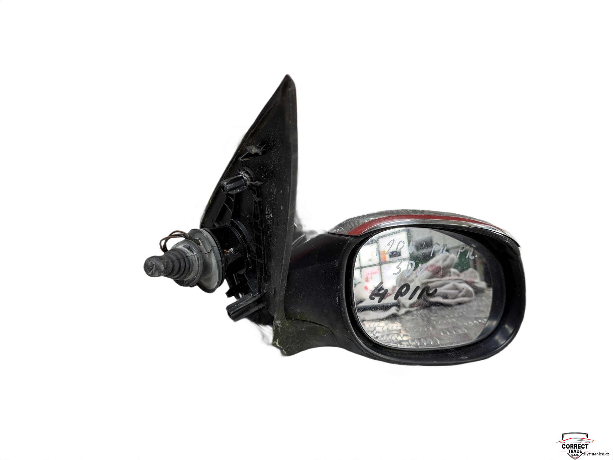 Pravé zpětné zrcátko Peugeot 206 96437171XT 4 pin 
